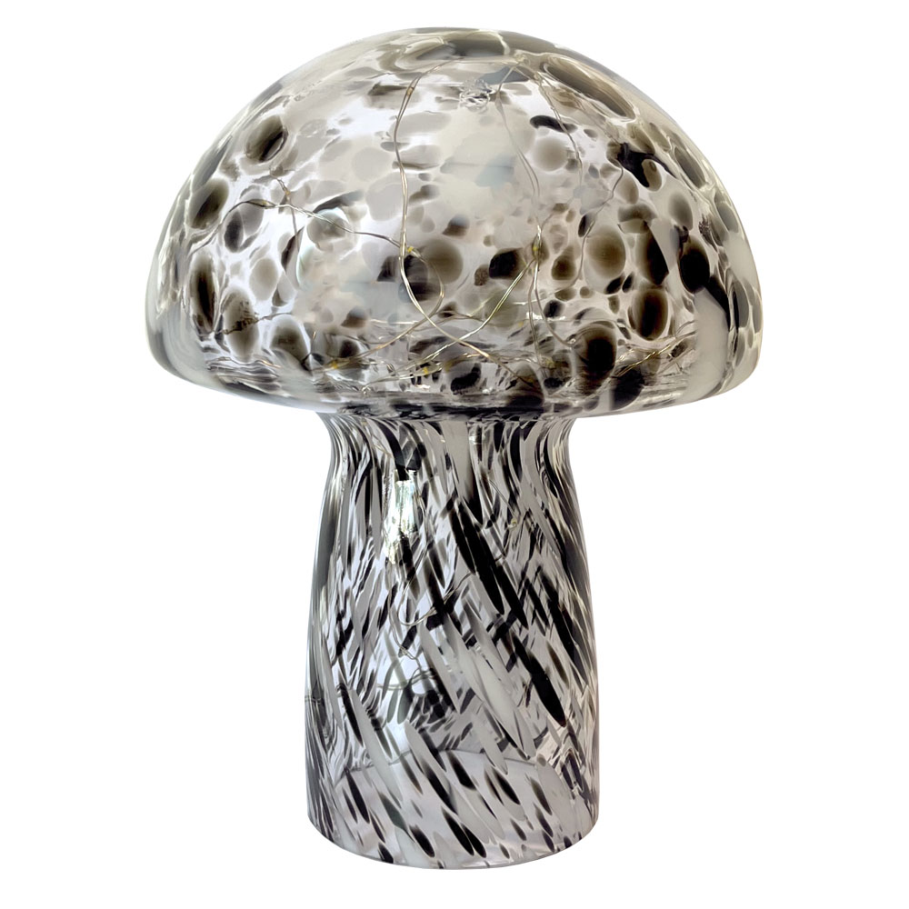 Mushroom 23cm Zwart tafellamp Van Pixie Design - De paddenstoellamp van Pixie Design heeft een prachtig design met een gemarmerd oppervlak in zwart en wit.