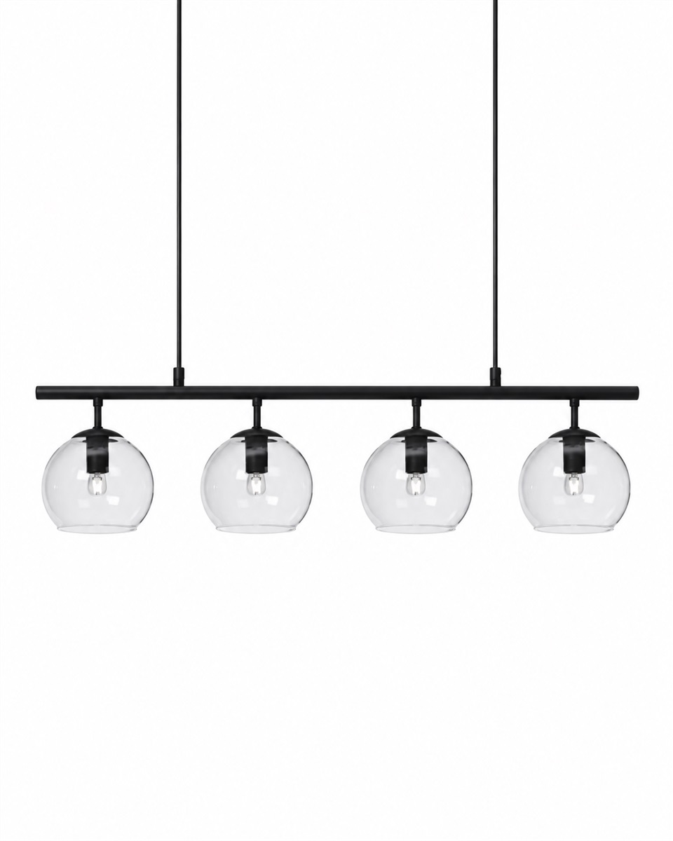 Globi 4 78cm Zwart/transparant hanglamp Van Nordic Lighting - Globi is een decoratieve blikvanger die zowel in moderne als in meer klassieke interieurs perfect tot zijn recht komt.
