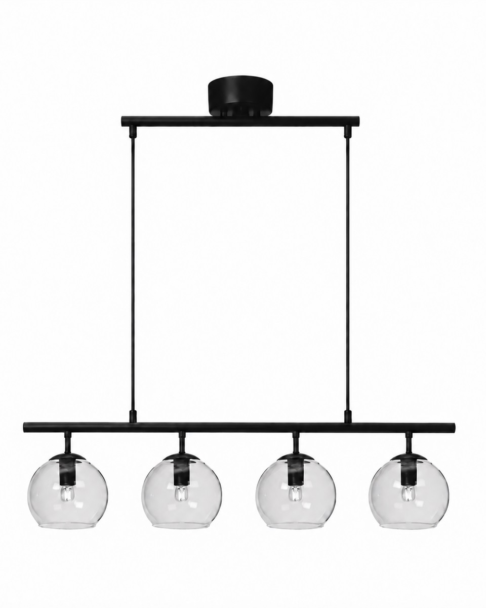 Globi 4 78cm Zwart/transparant hanglamp Van Nordic Lighting - Globi is een decoratieve blikvanger die zowel in moderne als in meer klassieke interieurs perfect tot zijn recht komt.