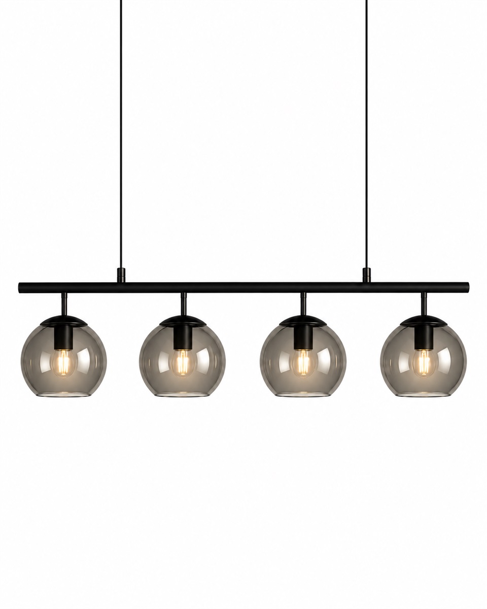 Globi 4 78cm Zwart/Rookkleurig hanglamp Van Nordic Lighting - Globi is een decoratieve blikvanger die zowel in moderne als in meer klassieke interieurs goed tot zijn recht komt.