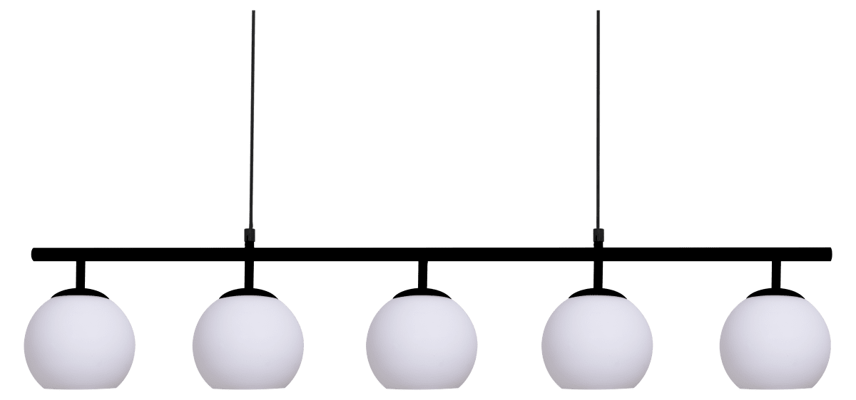 Globi 5 120cm Zwart-wit hanglamp Van Nordic Lighting - Globi 5 is een decoratieve blikvanger die zowel in moderne als in meer klassieke interieurs perfect tot zijn recht komt.