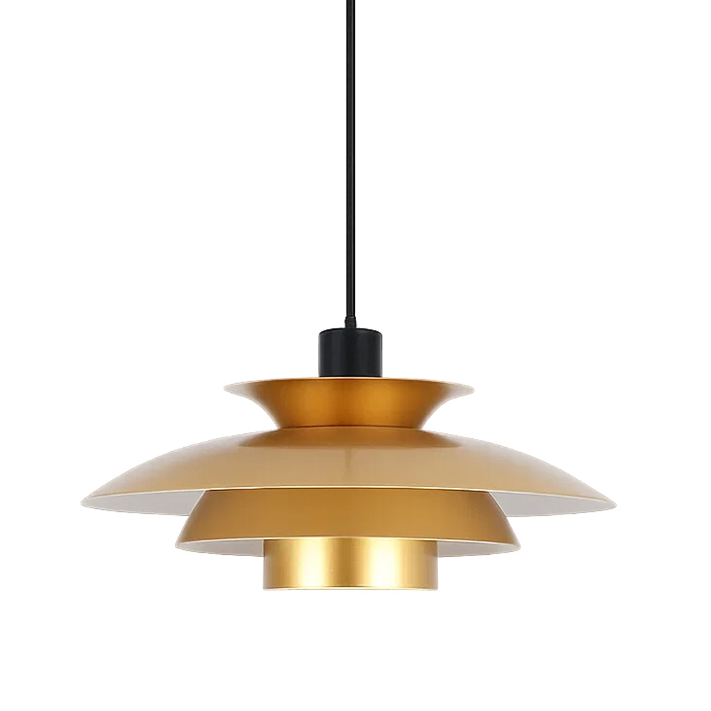 Stealth 2 Ø50 Goud hanglamp Van Nordic Lighting - De gelaagde kappen zorgen voor een aangenaam en gericht licht en dragen bij aan de decoratieve vorm van de lamp.