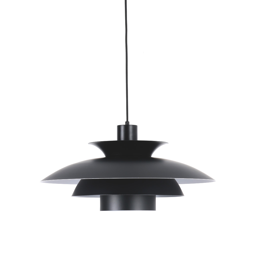 Stealth 2 Ø50 Zwart hanglamp Van Nordic Lighting - De gelaagde kappen geven een aangenaam en gericht licht en dragen bij aan de decoratieve vorm van de lamp.