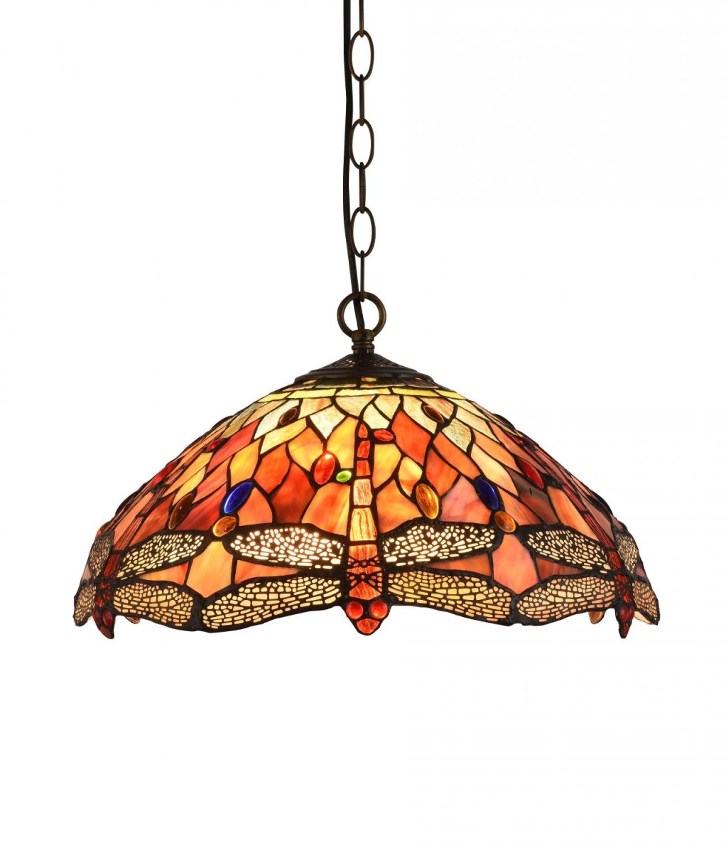  Trollslända Ädelsten Ø40 Veelkleurig Van Norrsken Design - Er wordt een certificaat meegeleverd waarin wordt bevestigd dat de lamp handgemaakt is volgens de traditionele Tiffany-methode.