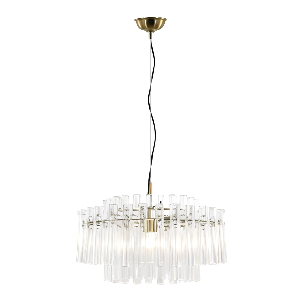 Lancaster Ø54 Messing/transparant hanglamp Van Lampan - Het elegante ontwerp met zijn moderne uitstraling en warme messingtint maakt de lamp een perfecte blikvanger boven de eettafel, in de woonkamer of hal.
