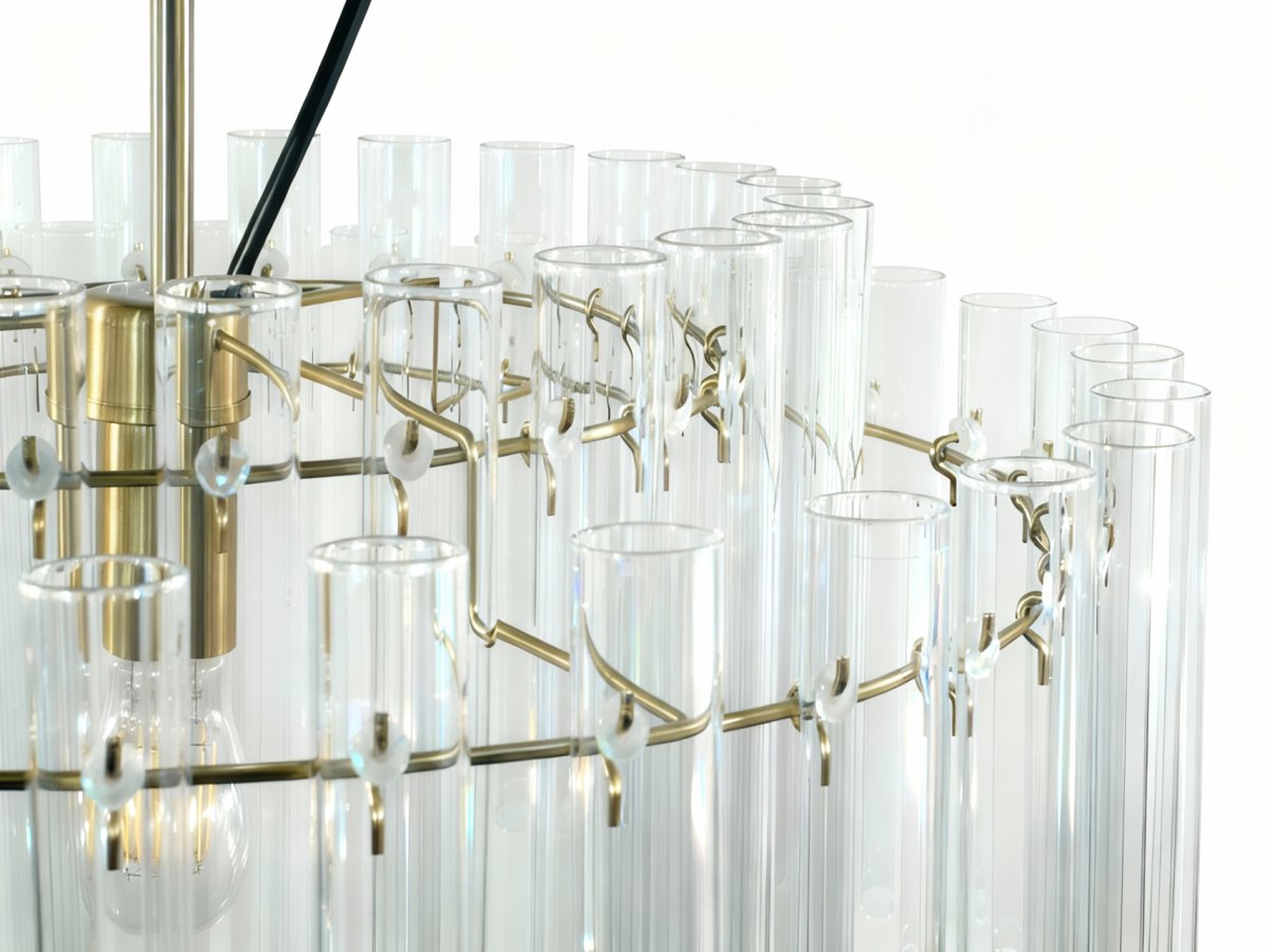 Lancaster Ø54 Messing/transparant hanglamp Van Lampan - Het elegante ontwerp met zijn moderne uitstraling en warme messingtint maakt de lamp een perfecte blikvanger boven de eettafel, in de woonkamer of hal.