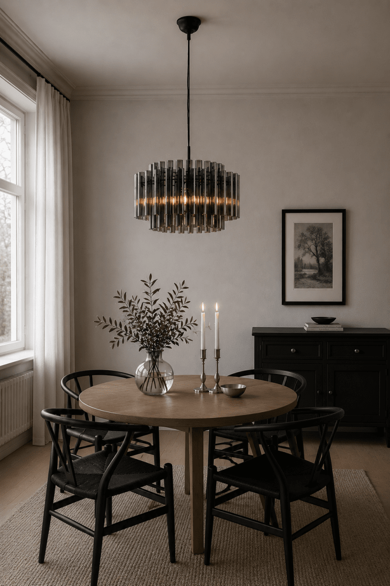 Lancaster Ø54 Rookkleurig hanglamp Van Lampan - Het multidimensionale ontwerp voegt diepte en leven toe aan de ruimte en maakt Lancaster een natuurlijke blikvanger boven de eettafel, in de woonkamer of in een ruime hal.