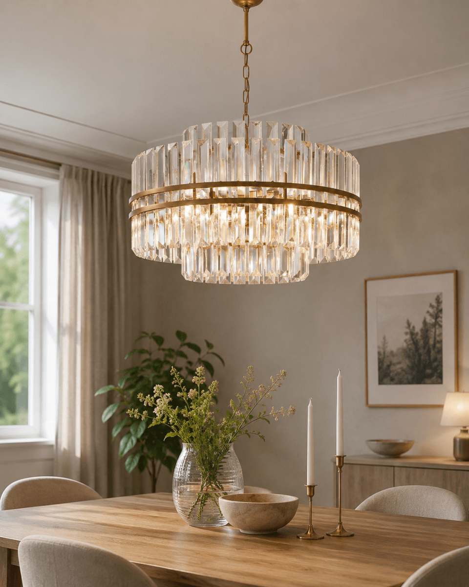 Exeter Ø56 Antiek messing kristal Van Lampan - De lamp is gemaakt van metaal met een prachtige antiekgouden afwerking die een warme en verfijnde indruk geeft.