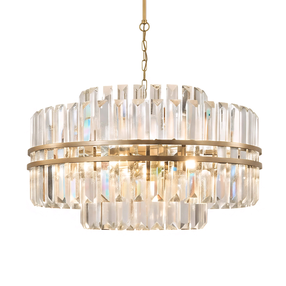 Exeter Ø56 Antiek messing kristal Van Lampan - De lamp is gemaakt van metaal met een prachtige antiekgouden afwerking die een warme en verfijnde indruk geeft.