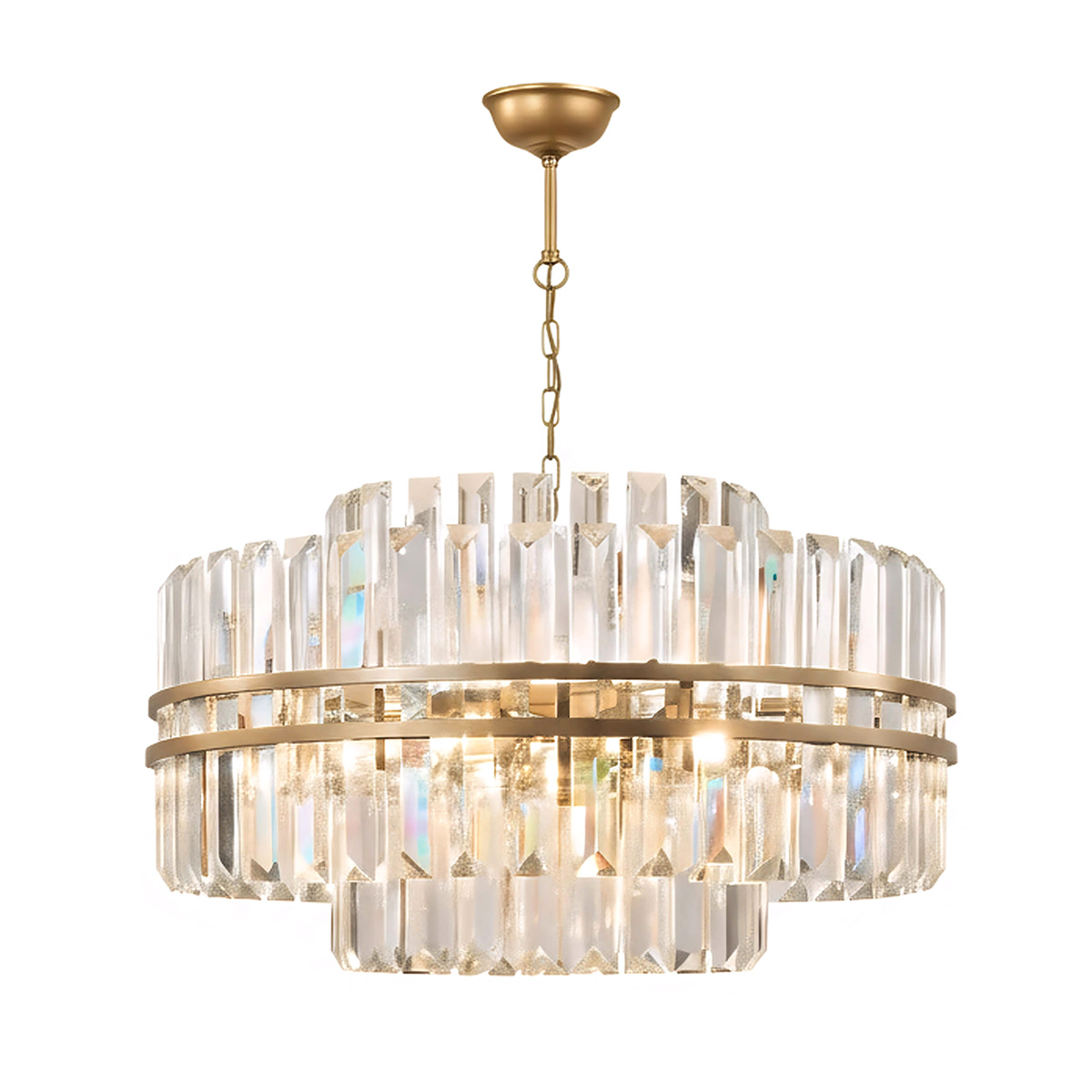 Exeter Ø56 Antiek messing kristal Van Lampan - De lamp is gemaakt van metaal met een prachtige antiekgouden afwerking die een warme en verfijnde indruk geeft.