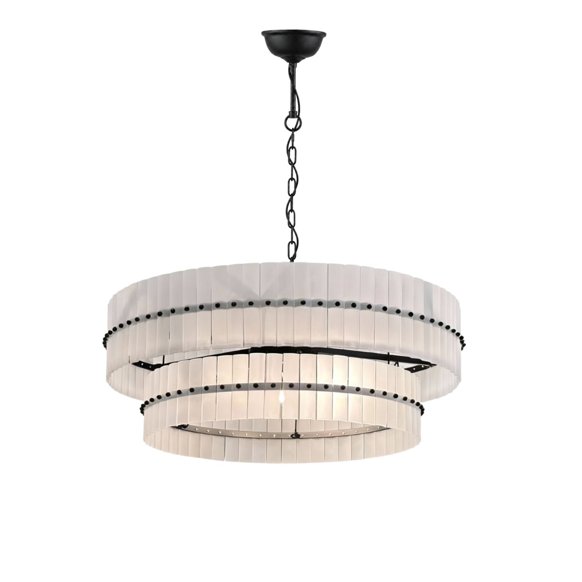 Eaton Ø75 Zwart-wit kristal Van Lampan - De dubbele hoogte versterkt de exclusieve uitstraling van de lamp en maakt Eaton een natuurlijke blikvanger boven de eettafel, in de woonkamer of in grotere open ruimtes waar design en verlichting samenkomen.