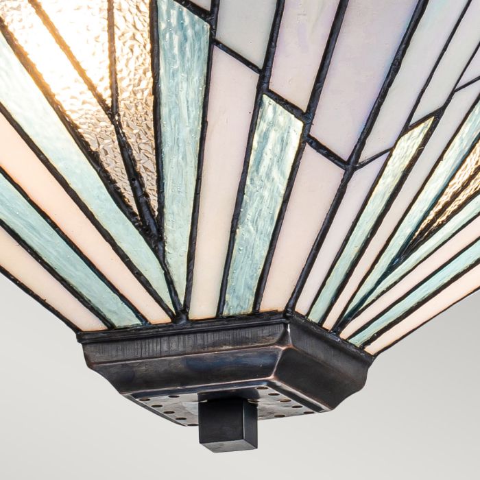 Alderley 38cm Veelkleurig Van Elstead Lighting - De metalen onderdelen hebben een diepe vintage bronzen afwerking en een klassiek art-decodesign, wat zorgt voor een tijdloze en elegante uitstraling.