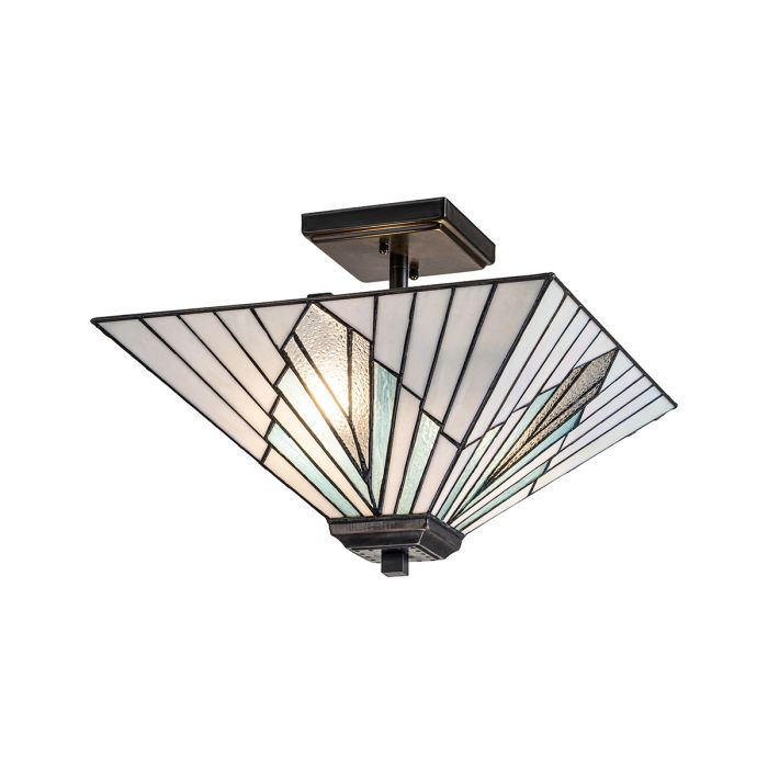 Alderley 38cm Veelkleurig Van Elstead Lighting - De metalen onderdelen hebben een diepe vintage bronzen afwerking en een klassiek art-decodesign, wat zorgt voor een tijdloze en elegante uitstraling.