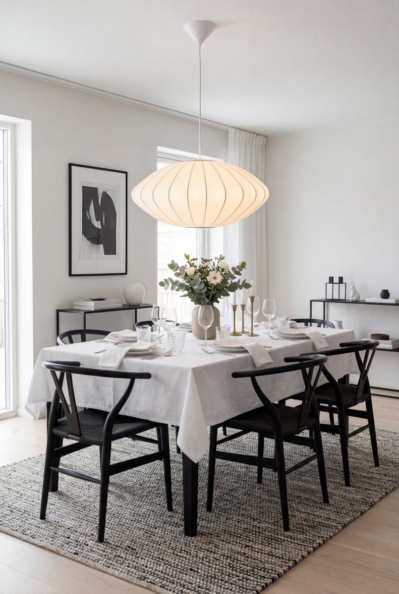 Josefine Ø50 Wit hanglamp Van Aneta Lighting - De Josefine hanglamp is een elegante lamp met een zachte en harmonieuze vorm die de ruimte een aangename uitstraling geeft.