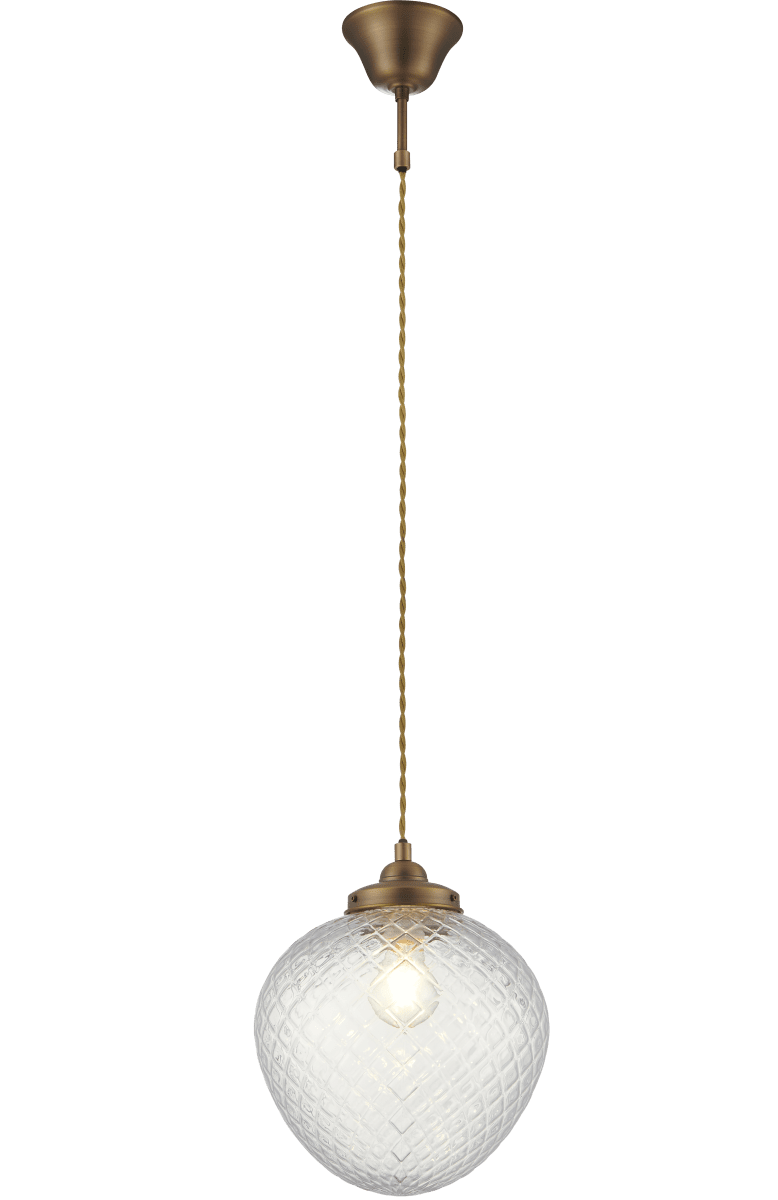 Gatsby Ø25 Antiek messing hanglamp Van Aneta Lighting - De Gatsby plafondlamp heeft een klassieke en elegante uitstraling met details in antiek messing en een decoratieve kap van helder, zwart glas.