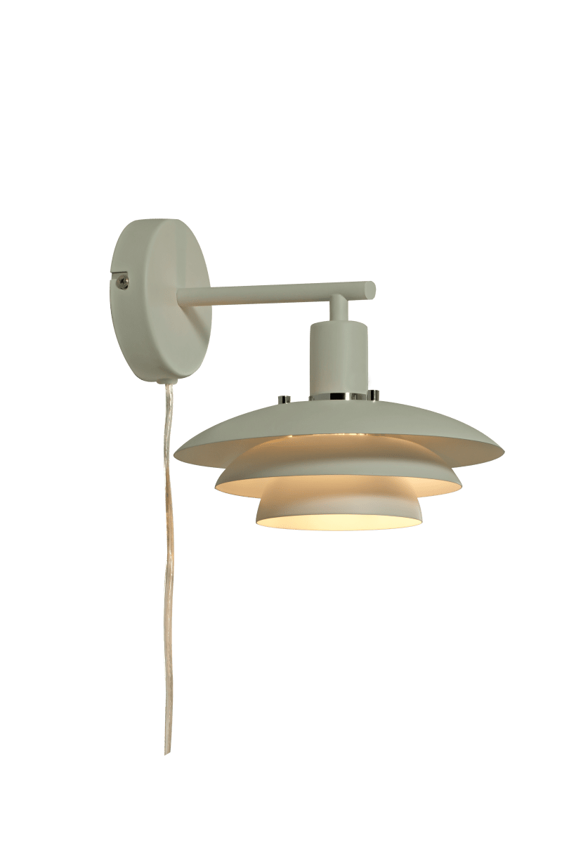 Epsilon 24cm Beige wandlamp Van Aneta Lighting - Epsilon wordt geleverd met twee sets decoratieve ringen en knoppen, kies tussen chroom en mat messing, afhankelijk van wat het beste bij uw interieur past.