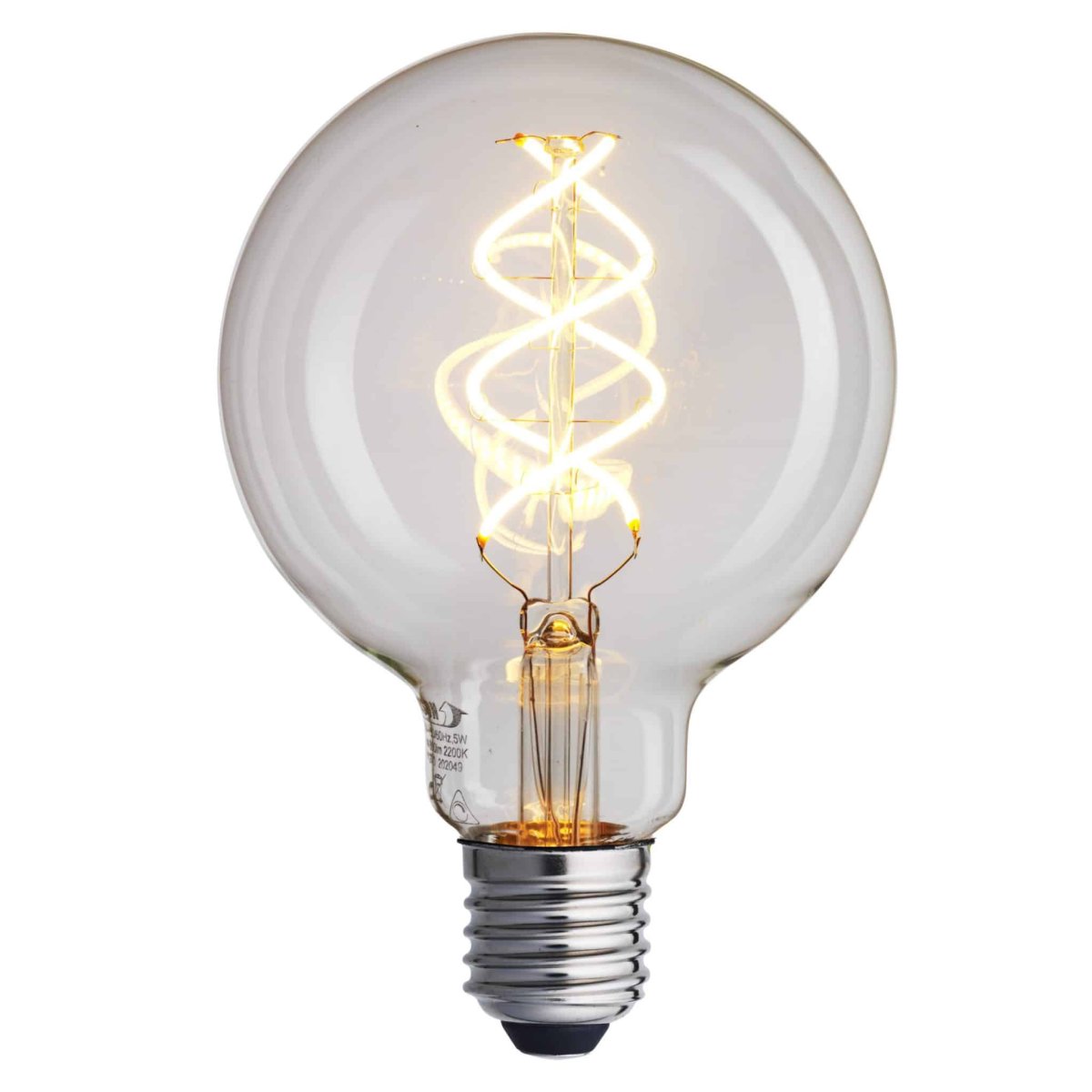 E27 Globe 5W 2200K Dimbaar Transparant Van Unison - De lamp heeft een vermogen van 5W en een kleurtemperatuur van 2200K, wat zorgt voor een warm en gezellig licht.