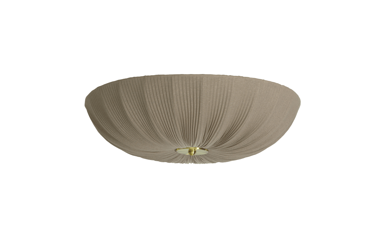 Lady Ø55 Grijs plafondlamp Van Aneta Lighting - De combinatie van het warme groene textiel en de messing details geeft de lamp een stijlvolle en tijdloze uitstraling.