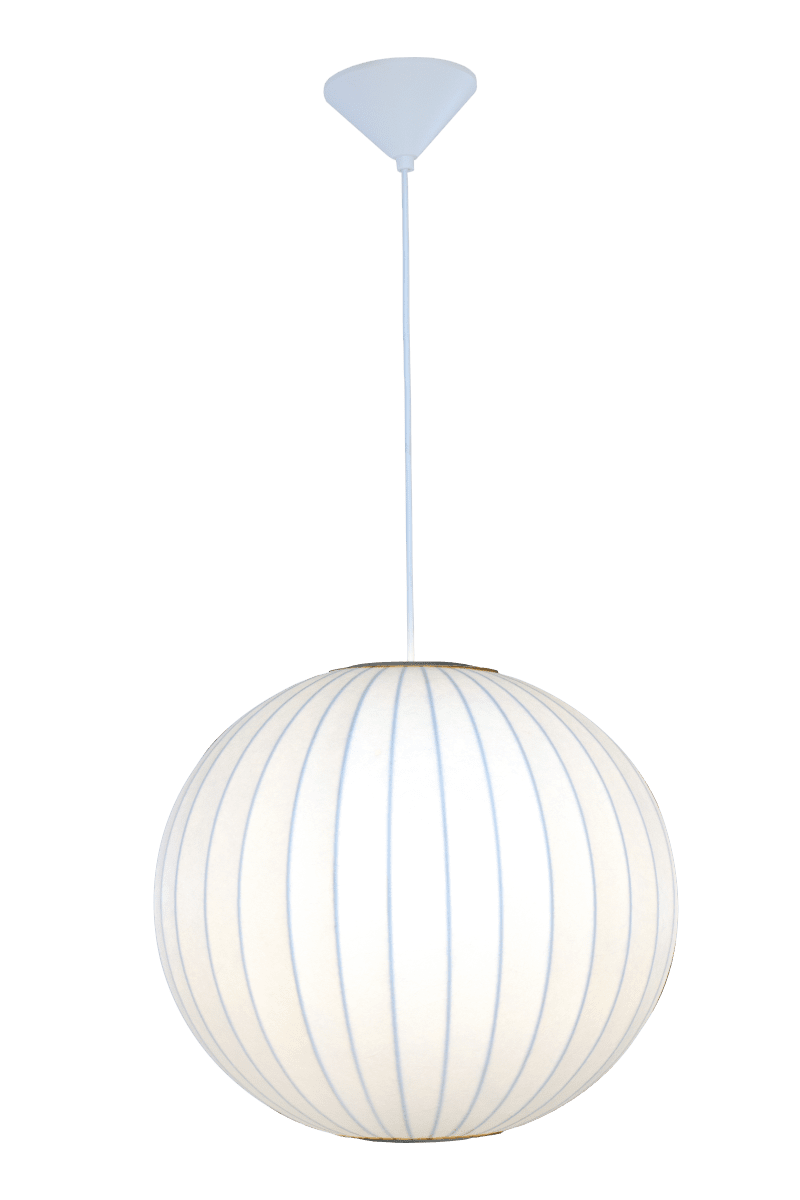 Kanoa Ø40 Wit hanglamp Van Aneta Lighting - Wanneer de lamp brandt, verspreidt zich een aangenaam licht door de stof, wat bijdraagt aan een warme en gezellige sfeer in de kamer.