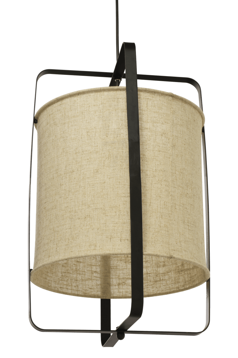 Ronda Ø30 Natuur hanglamp Van Aneta Lighting - Ronda is een moderne plafondlamp met een metalen frame en een linnenachtige stof die een warme en gezellige sfeer cre&euml;ert.