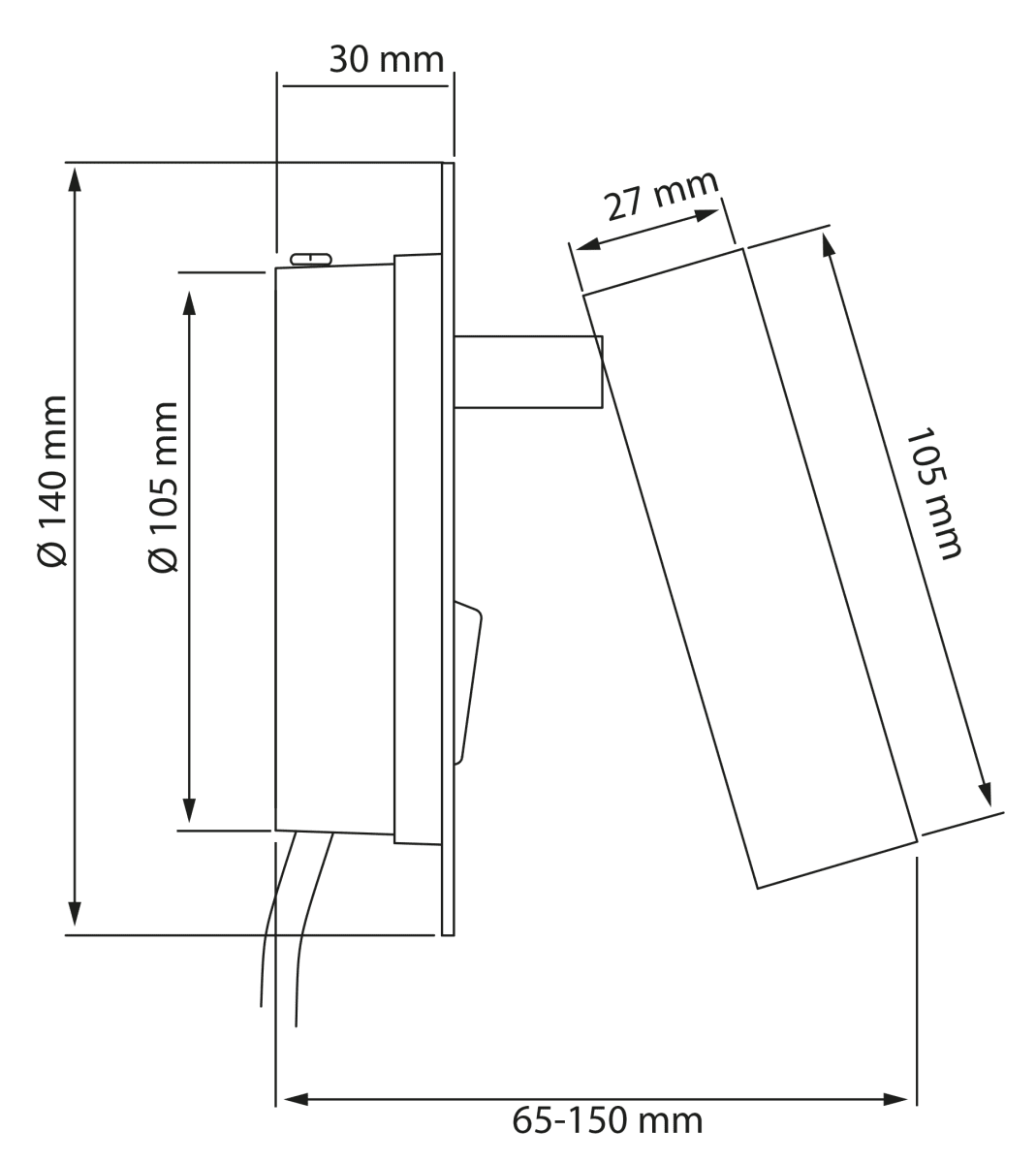 Ace Wit leeslamp Van Aneta Lighting - De lamp is voorzien van een leeslamp met een verstelbare kop en indirecte verlichting die de muur rondom de lamp verlicht.
