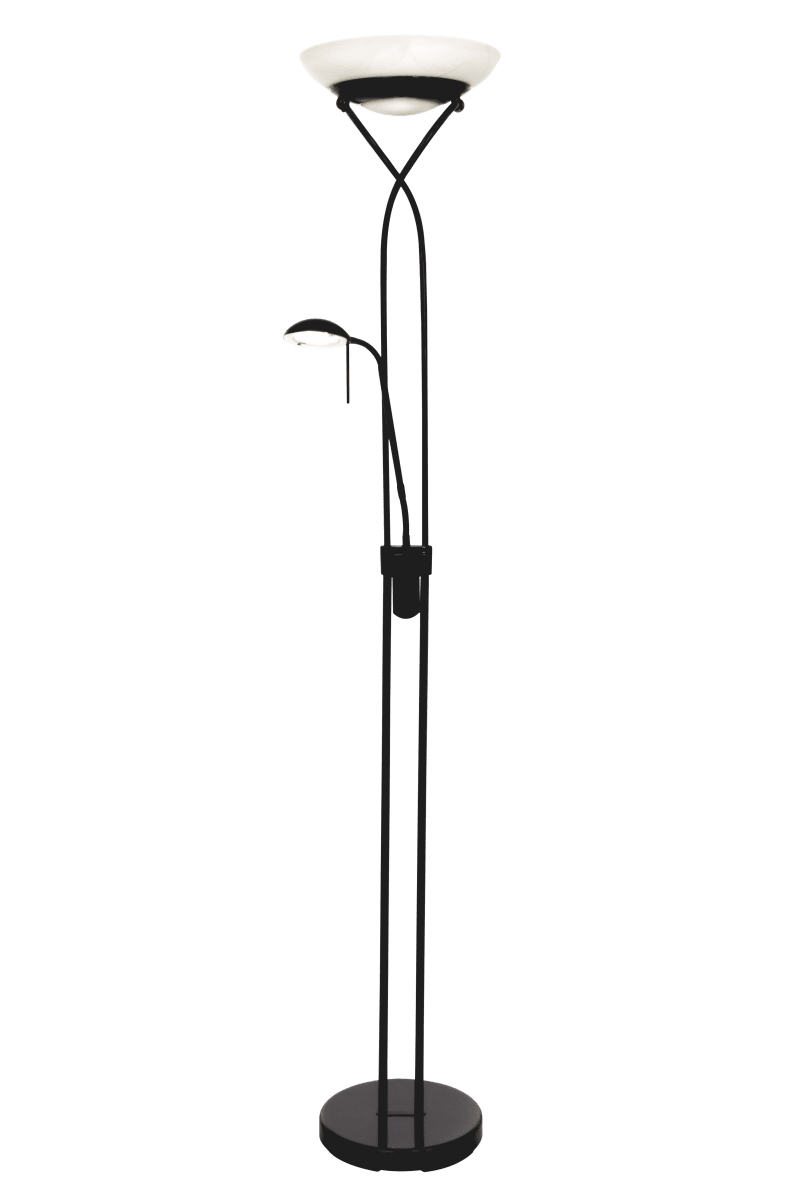 Cannes Zwart vloerlamp Van Aneta Lighting - De uplight en de locklight zijn voorzien van geïntegreerde LED's die aangestuurd worden met twee aparte dimmers op de lamp.