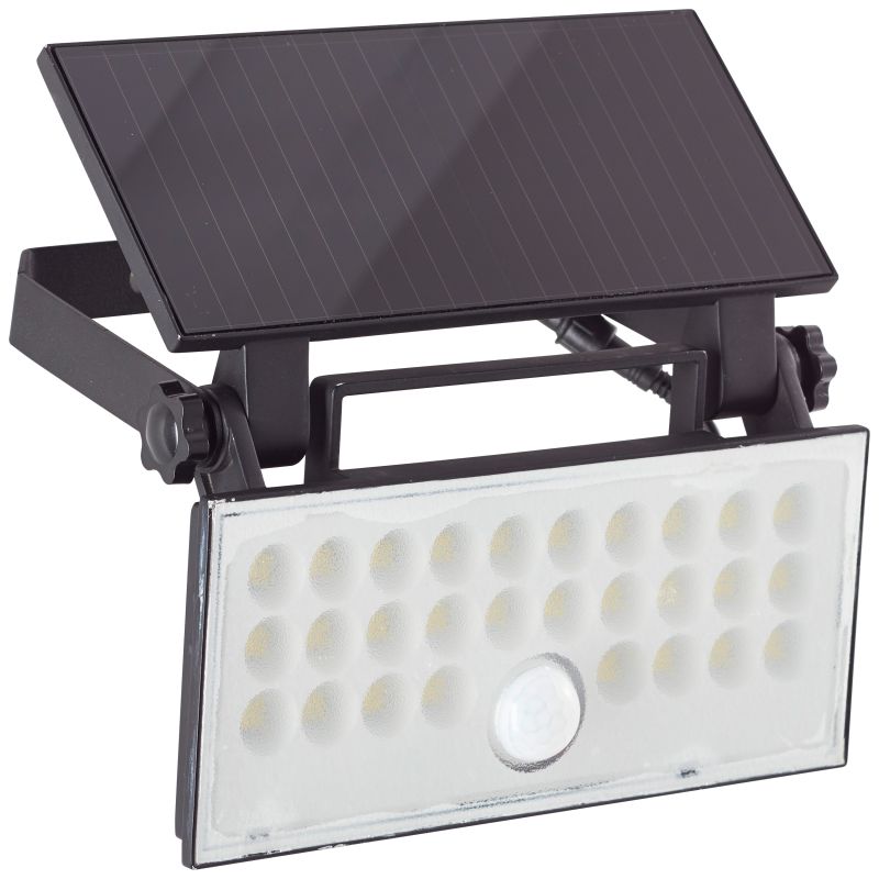 Luton Zwart solarlamp Van Brilliant - Luton is een functionele en effici&euml;nte wandspot in een zwart design, perfect voor het verlichten van gevels, terrassen of tuinen.