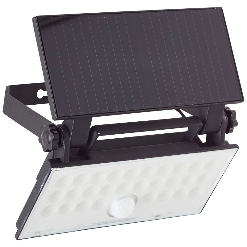 Luton Zwart solarlamp Van Brilliant - Luton is een functionele en effici&euml;nte wandspot in een zwart design, perfect voor het verlichten van gevels, terrassen of tuinen.