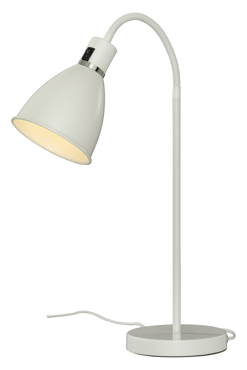 Idre 52cm Wit bureaulamp Van Aneta Lighting - De Idre tafellamp heeft een klassiek design in wit gelakt metaal met een chroomkleurige decoratieve ring.