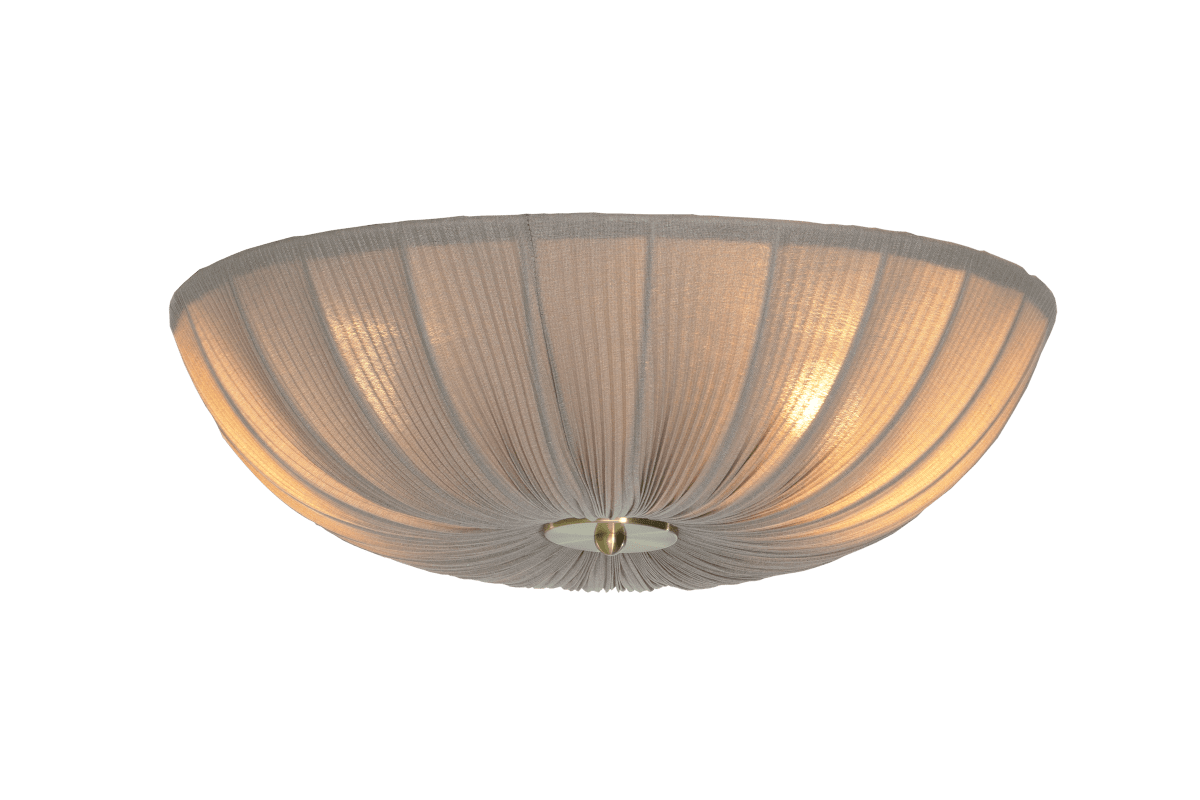 Lady Ø45 Grijs plafondlamp Van Aneta Lighting - De combinatie van het warme groene textiel en de messing details geeft de lamp een stijlvolle en tijdloze uitstraling.