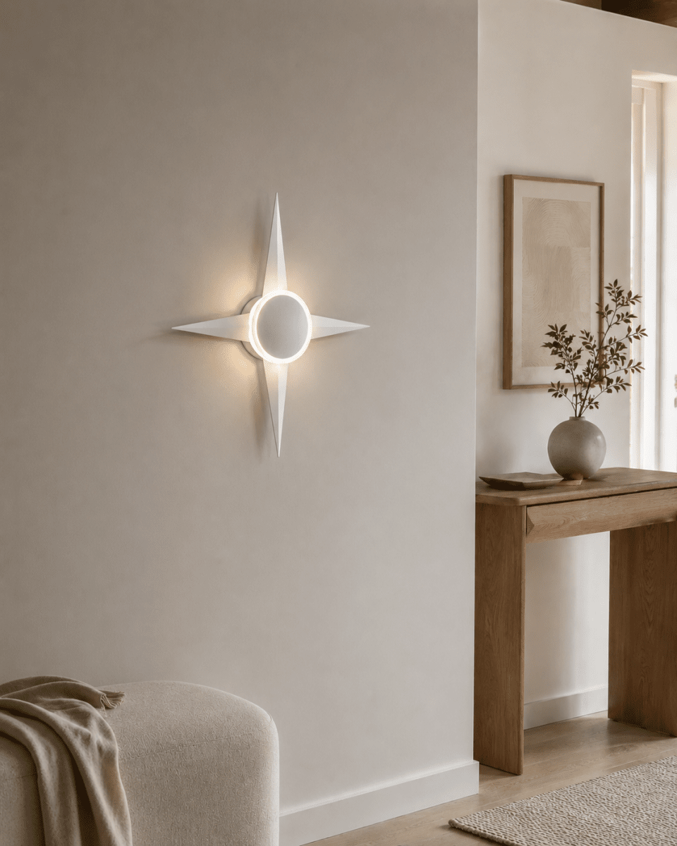 Bari 55cm Wit wandlamp Van Lampan - Ontworpen wandlamp met ge&iuml;ntegreerde LED die zowel op de muur als door de acrylring een mooi, wit decoratief licht geeft.