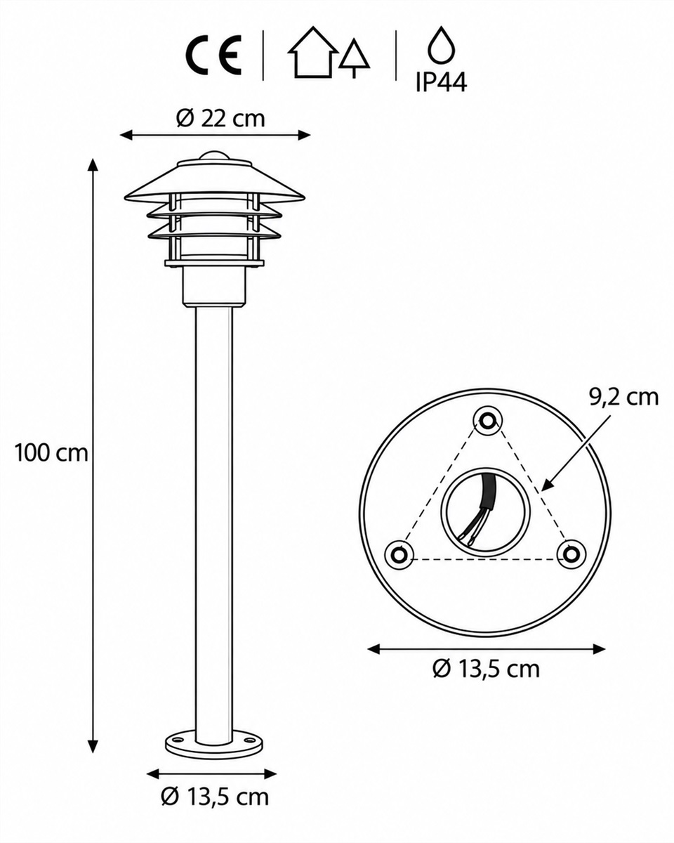 Ystad 100cm Zwart lichtpaaltjes Van Nordic Lighting - Ystad is een klassieke bolderlamp van zwart aluminium met heldere glazen elementen.