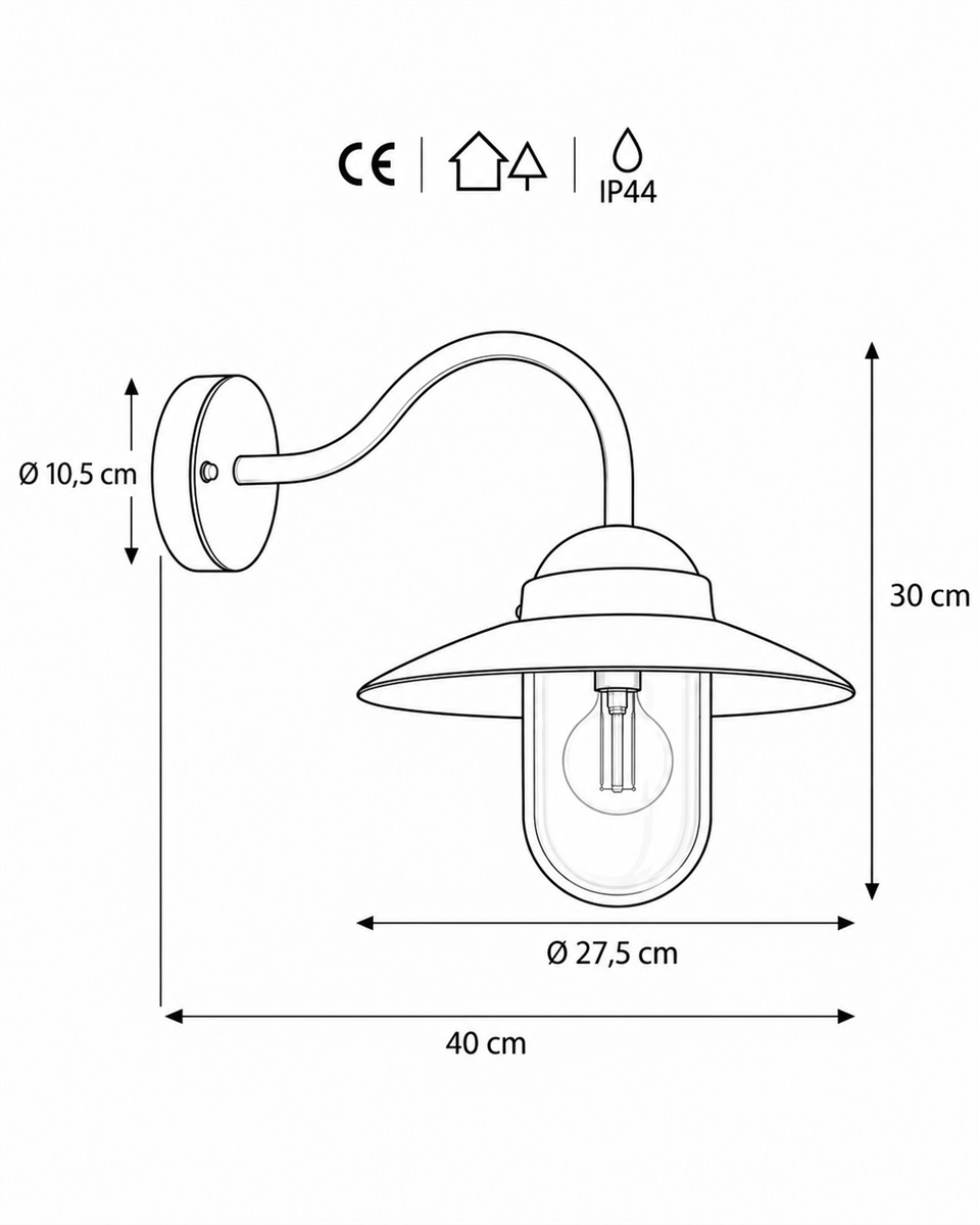 Ystad Zwart buitenlamp Van Lampan - Ystad &auml;r en klassisk stallykta i svart f&auml;rg och klart glas.