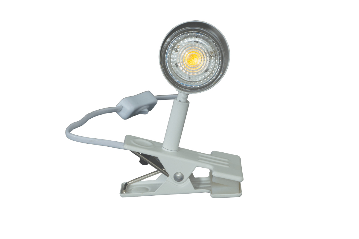 Hugin Wit klemlamp Van Aneta Lighting - De praktische Hugin metalen klemlamp is eenvoudig te bevestigen aan een hoofdbord, plank of bureau.