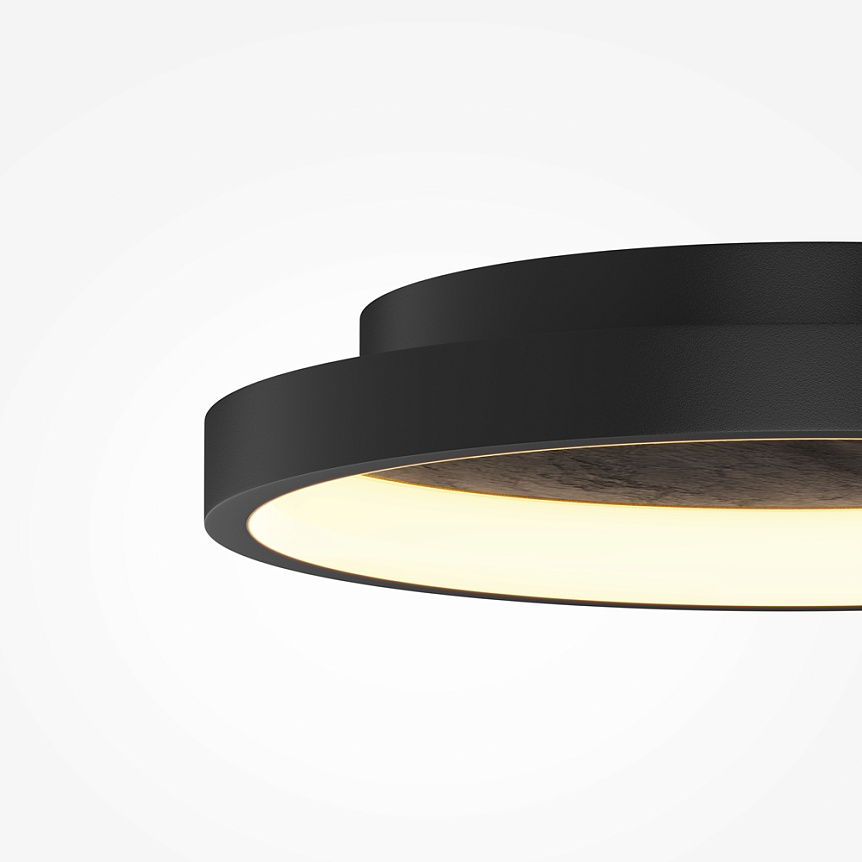 Orign Ø60 Zwart plafondlamp Van Maytoni - Orign is een plafondlamp van metaal met in het midden een elegante steenimitatie die een natuurlijke en exclusieve uitstraling geeft.