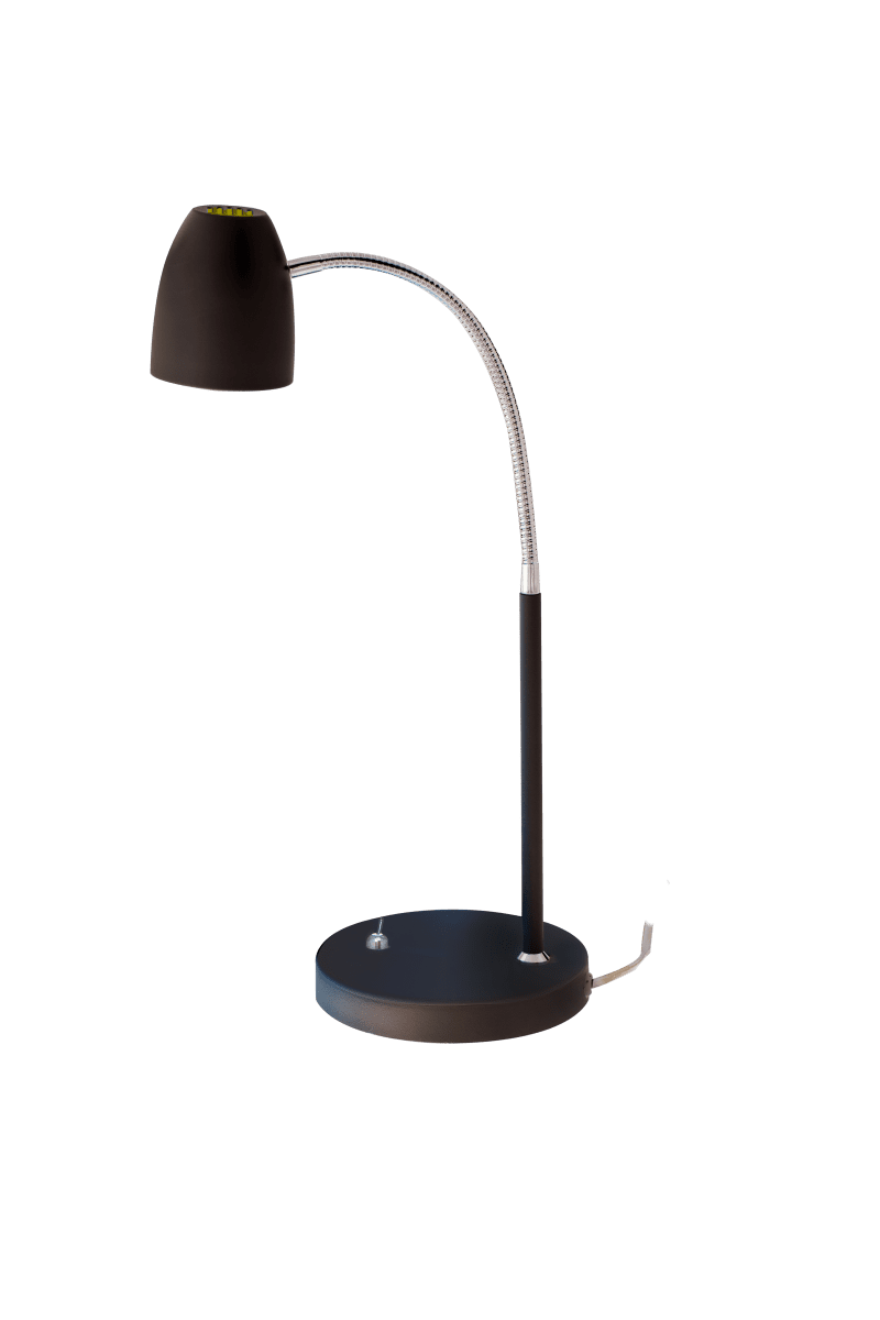 Sandnes 44cm Zwart bureaulamp Van Aneta Lighting - De Sandnes tafellamp van metaal met zwarte details en chromen details is perfect als leeslamp op het bureau of naast het bed.